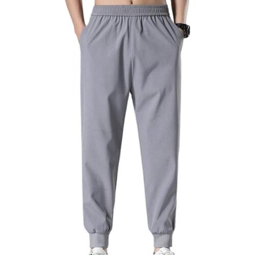 Breathable Simple Solid Color Straight Men Sports Trousers Quick Drying Men Sweatpants Hip Hop for Home
