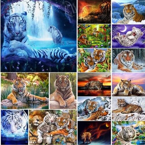 Home Decor Wall Art Tiger Diamond Painting Full Drill Rhinestone Mosaic Embroidery Beads Sets Cross Stitch Kit Hotel Decoration
