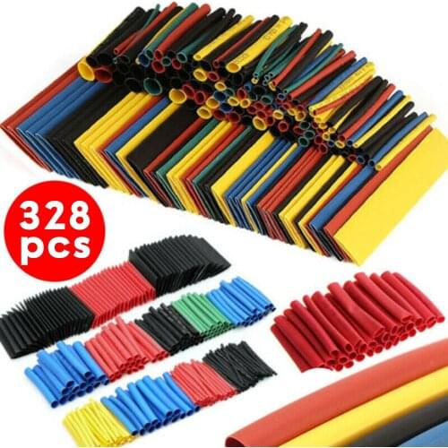 328pcs Heat Shrink Tube Kit Shrinking Assorted Polyolefin Insulation Sleeving Heat Shrink Tubing Wire Cable Sleeve Kit