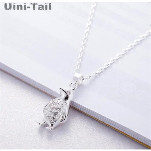 Uini-Tail hot new 925 sterling silver cute little penguin micro-insert necklace fashion sweet dynamic high-quality jewelry GN865