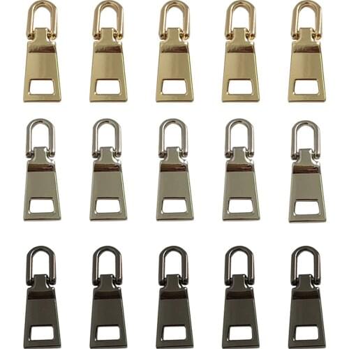 5pcs Zipper Head Accessories Pull Replacement Metal Pull Tab Fixer Repair Pullers for Luggage Suitcase Backpack Jacket Sewing