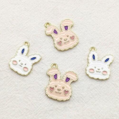 New Arrival! 100pcs Enamel Rabbit Head Pendants/Charm for Handmade Necklace Earrings DIY Parts,Jewelry Findings & Components