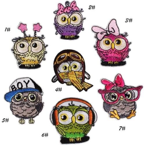 PGY 1PCS/2018New Pattern Cartoon Owl Series Embroidery Patches Cloth Subsidize Clothes Cowboy Clothing Accessories Patches