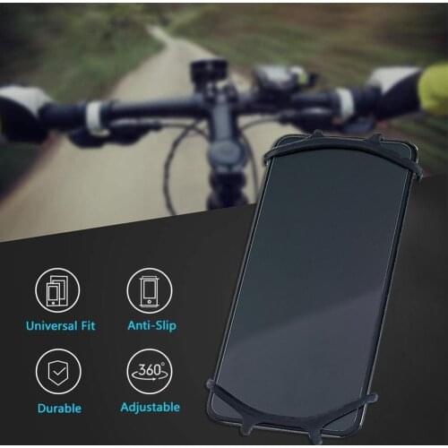 Adjustable 360 Rotation Silicone Bicycle Phone Holder Stand Durable Shockproof Motocycle Bike Handle Phone Bracket Accessories