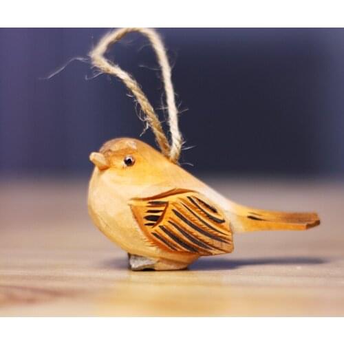 Bird woodcarving pendant animal woodcarving solid wood sculpture