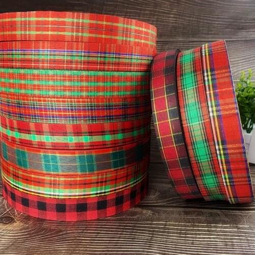 5 Yards 25mm Red Plaid Ribbons Christmas Ribbon For Wedding Party Decoration Gift Packing DIY Hair Bows Ribbon For Crafts