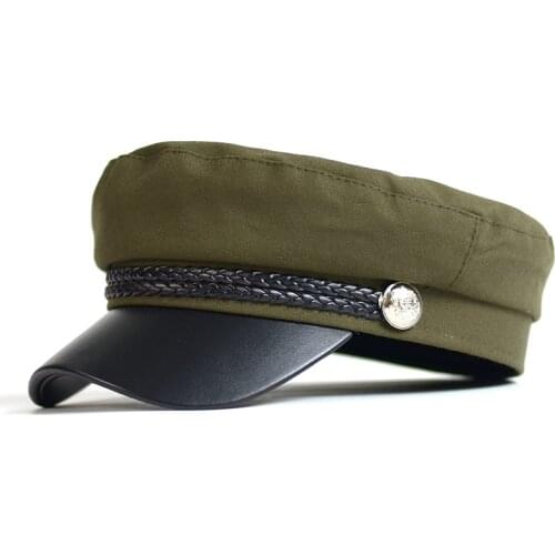 Fashion Women Men Solid Military Hat Sailor Hats Casual Black Ladies Beret Caps Flat Top Captain Cap Cadet Octagonal Hat