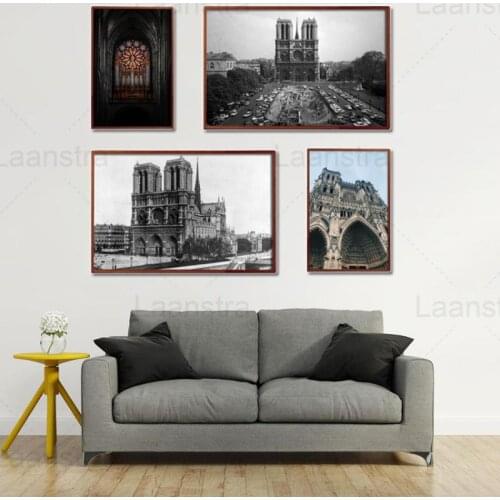 Notre Dame Cathedral Canvas Painting Wall Art Posters and Prints Living Room Dining Room Decoration Pictures Home Decor Murals