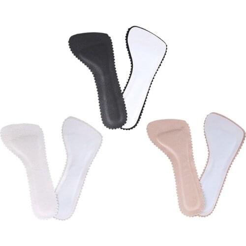 Women Anti-Slip Sweat Absorbent Shoe Insoles Faux Leather 3/4 Massage Adhesive Cushion Inserts for High Heels Sandals Pain Relie