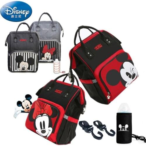 Disney Diaper Bag Mummy Bags Backpack Female Large Capacity Maternity Nappy Bag Women Travel Backpack USB Bottle Heating Handbag