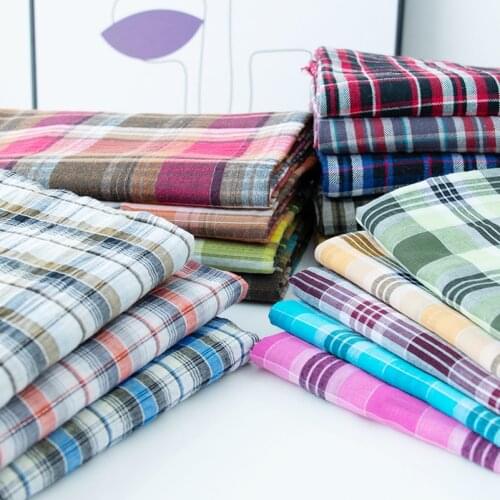 Thin Pure Cotton Plaid Fabric British Style For Sewing Shirt Top Skirt DIY Handmade By Meters