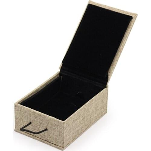Vintage Wooden Buckle Imported Dimensional Colored Paper Right-angle Jewelry Box For Ring Pendant Bracelet Long Chain Packaging