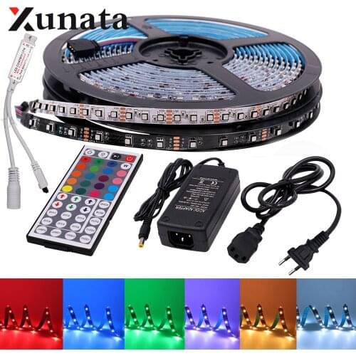 XUNATA 5m RGB LED Strip Waterproof 12V 60LEDs/m 120LEDs/m 3535 Flexible Tape LED Light Lamp Luces LED Decoracion Kitchen 44Key