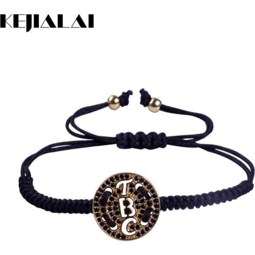 High Quality Anil Arjandas Men Jewelry Beads Pave Setting Black CZ TBC Letter Bracelet Handmade Braiding Bracelets