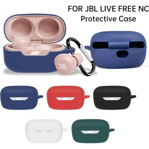 For JBL LIVE FREE NC Protective Cover Anti-Lost Soft Silicone Case Wireless Headphones Sleeve Dustproof Washable With Carabiner