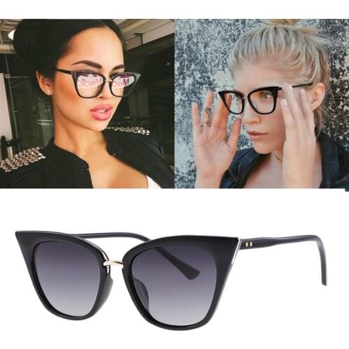 FEISHINI White Frame Cat eye Sunglasses Women Polarized Vintage UV400 Fashion Luxury Anti-Reflective Drive Glasses Clear Ladies
