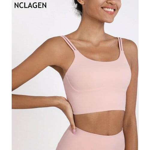 NCLAGEN Womens Sports Bra Padded Yoga Crop Top Push Up Gym Halter Fitness Underwear High Support Impact Workout Running Vest