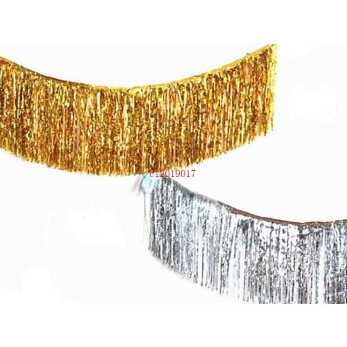 Gold Foil Fringe Curtain Tinsel String Shiny Shimmer Tassel Wedding Decoration Photo Booth Backdrop 35*120cm