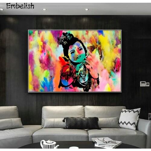 1 Pieces Baby Krishan Krishna Buddha Wall Art Posters For Living Room HD Print On Canvas Oil Paintings Home Decor Pictrues