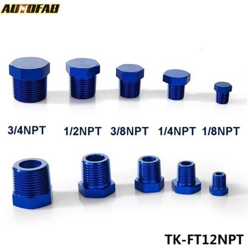 10PCS/LOT Aluminium Hex Head Plug Fittings 1/2"NPT Male NPT Air Fuel Water Blue AF-FT12NPT