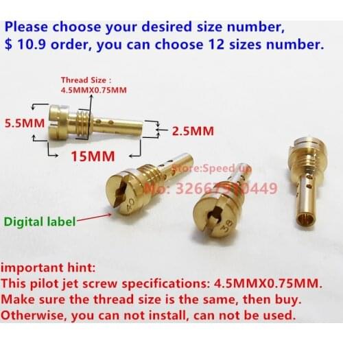 12 pilot jet $10.9) 4.5MMX0.75MM thread Keihin N424-25B Pilot/Slow Jet For Harley Kawasaki FCR ZZR CVK PE model