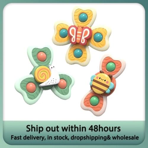 3PCS/set Baby Bath Spinning Toy Animal Spinner Toys With Suction Cups Windmill Spinner Baby Stress Decompresssion Toys