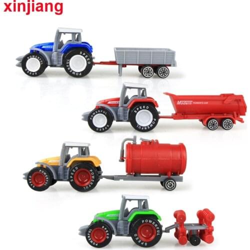 4PCS Farm Toy Vehicles Engineering Truck Car Models Tractor Trailer Toys Model Car Boys Toy Collectible Car For Kids