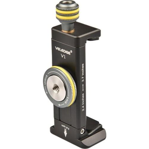 VLOGMAGIC V1 Smartphone Aluminum Clamp Tripod Mount Adapter with Cold Shoe and Arca-type Base