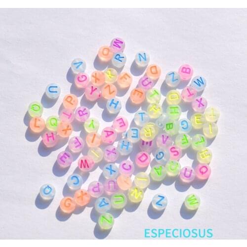 DIY Jewelry Accessories Matt Acrylic Fittings Fluorencent Color Letter Spacer 7MM Round Shape Word Beads Necklace Departments