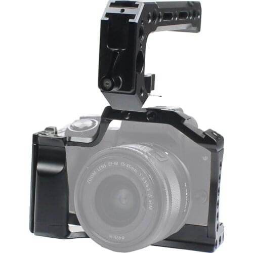Aluminum Camera Cage for Canon EOS M50 M5 DLSR Protect Cover w/ Top Handle Quick-Rease Plate Cold Shoe Mount Photography
