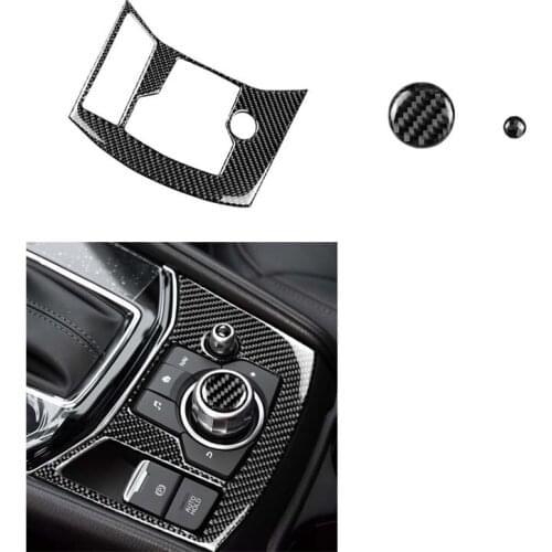 Car Gear Shift Electronic Handbrake Panel Cover LHD Multimedia Button Cover Carbon Fiber Decor For Mazda CX-5 CX5 2017 2018