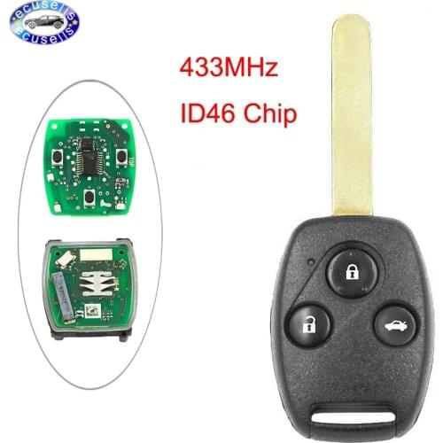 Car Key 3 Button Remote Key Fob 433MHz with ID46 Chip for Honda Accord 2008-2012