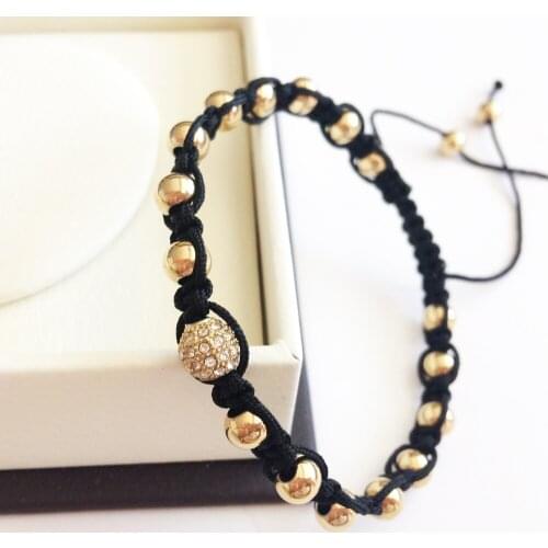 Anil Arjandas Gold/Rose/Black Bead Stainless Steel Bracelet Female Charms CZ Macrame Bracelet For Womens Men Adjust Size