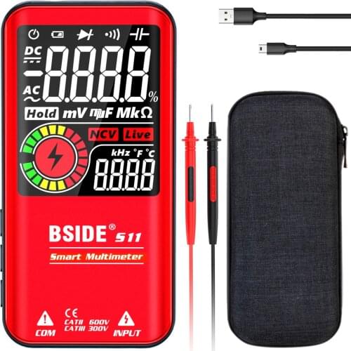 BSIDE S11 9999 Counts Multimeter Digital LCD Rechargeable Meter AC/DC Voltmeter Ohmmeter Test Resistance Capacitance Frequency