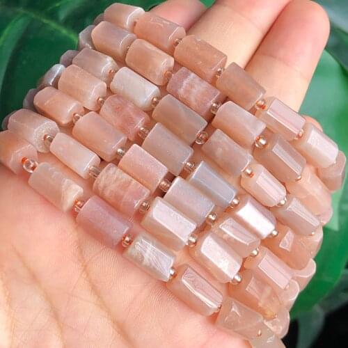 7x10mm Natural Cylinder AAA Sunstone Loose Faceted Tube Beads For Making Jewelry DIY Earring Bracelet Necklace Accessories