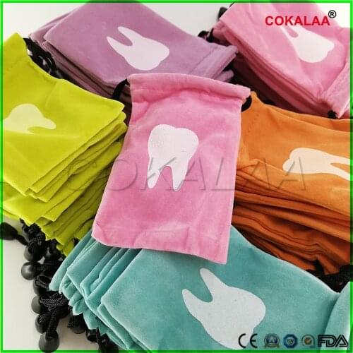 100pcs/set Dental clinic gift teeth case milk Small velvet teeth bag Gift packaging Jewelry bag Creative small gift bag