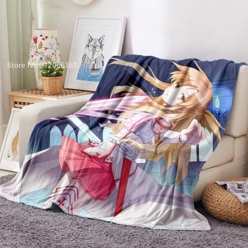 Sword Art Online Flannel Blanket Cartoon Anime Fleece Blanket Home Textile Bedspread For Bed Custom Kids Plush Throw Blanket