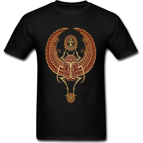 T-shirt 3D T Shirt Men Black Tshirt Red Winged Egyptian Scarab With Ankh Tops & Tees Graphic Clothes Cotton No Fade Printed