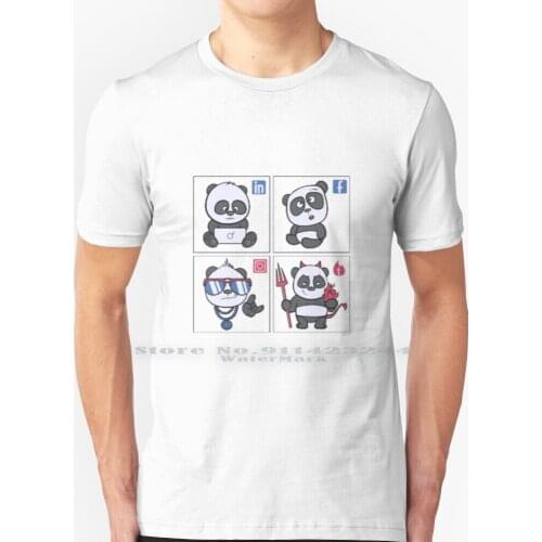 Ig Fb Ln Tn Design | Panda Design T Shirt 100% Pure Cotton Instagram Facebook Linkedin Tinder Panda Modern New Fashion Fashion