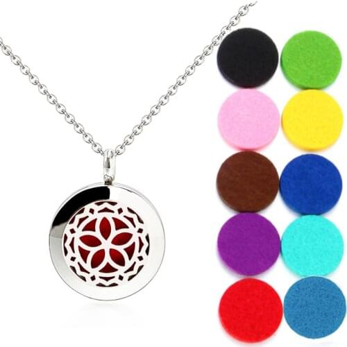 Stainless Steel Diffuser Necklace Pendant For Women Jewelry Tree Of Life 20mm Essential Oils Aromatherapy Locket With 10pcs Pads