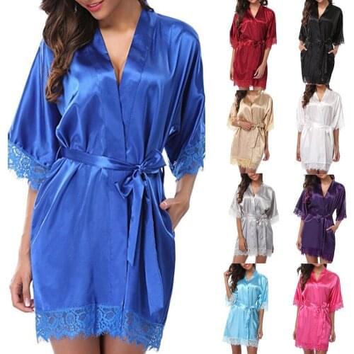 Summer Hot Sale Fashion Sexy Lingerie Lace Nightdress Womens Silk Sleepwear Robe Sleece Bathrobe Nightdresses