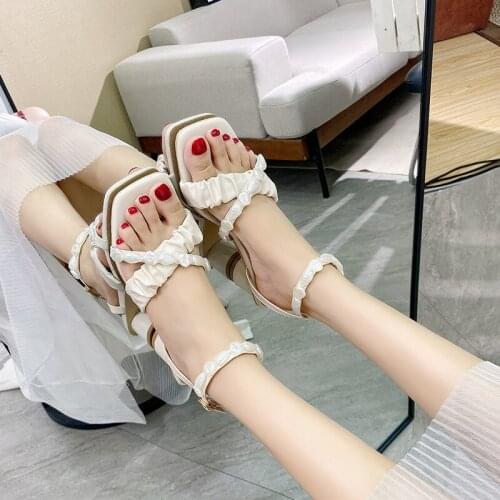 Fashion String Bead High Heels Ladies Summer Sandals For Women Sports Female Shoes Buckle Elegant Sandals 2021 34 35 37 38 39 40