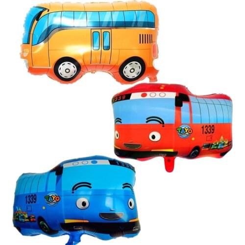Cartoon Tayo Bus Plane Car Ship Fire Truck Big Cars Train Foil Balloon Globos Children Kids Boys Birthday Party Decorations Toy