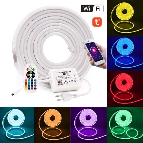 WIFI Control RGB Neon Strip Waterproof Outdoor Decor EU UK AU 220V US 110V 5050 Flexible Ribbon Rope LED Neon Light Lamp