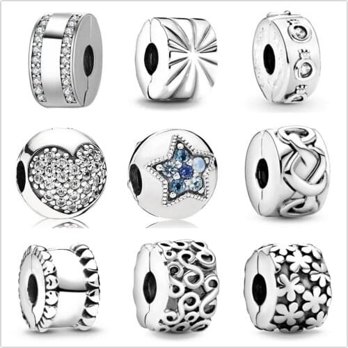 New Silver Sparkling Crown O Clip Charm Bead fit Original Pandora charms silver 925 Bracelet trinket jewelry for women DIY makin