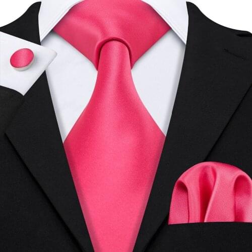 New Rose Red Solid Fashion NeckTie For Men Business Wedding Party Classic 100% Silk Tie Barry.Wang Neckwear Dropshipping LS-5112