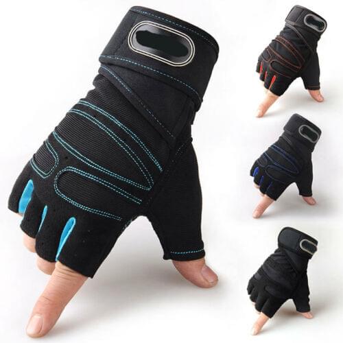 Gym Fitness Padded Gloves Mens Training Cycling Grip Wrist Support Wrap Strap Weightlifting Dumbbell Training Gloves non-slip