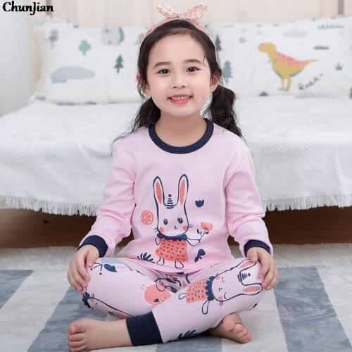 Teen Girls Pajamas Children Cotton Bunny Cartoon Sleepwear Kids Pyjamas Toddler Girls Clothing Sets for 6 8 10 12 14 Years
