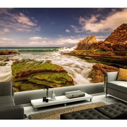 Custom 3d murals,Coast Sky Stones Nature papel de parede, living room sofa TV wall bedroom 3d murals wallpaper for background