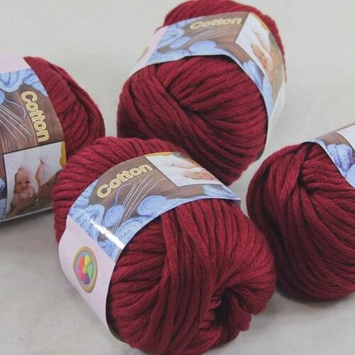 Sale 4 Ball x 50g Super Soft Pure Cotton Chunky Shawl Hand Knitting Womens Yarn Ruby Red 422-35-4